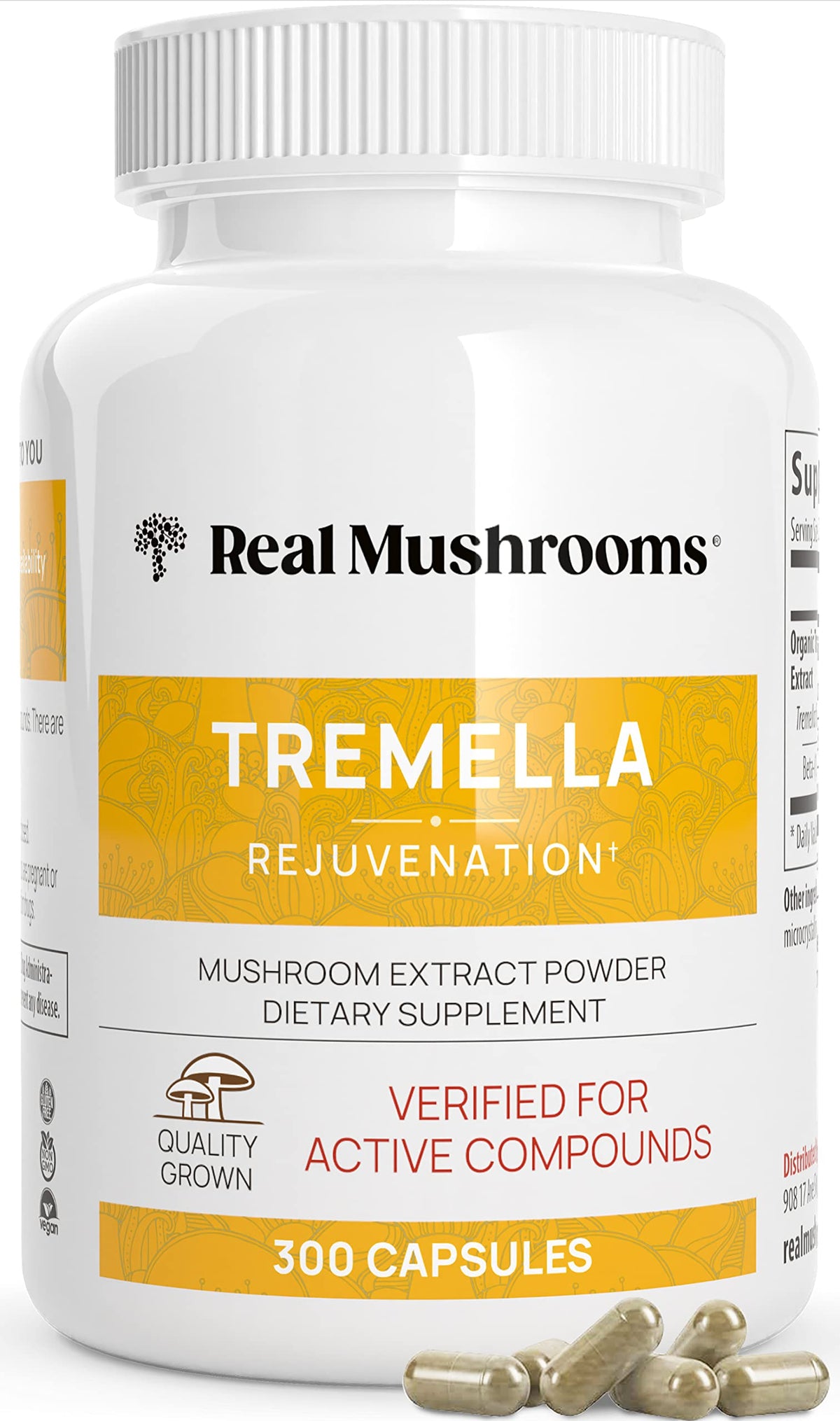 Real Mushrooms Tremella – capsules quotidiennes, intégration facile dans votre routine bien-être.