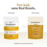 Real Mushrooms Tremella poudre sans additifs, présentation propre et sûre.