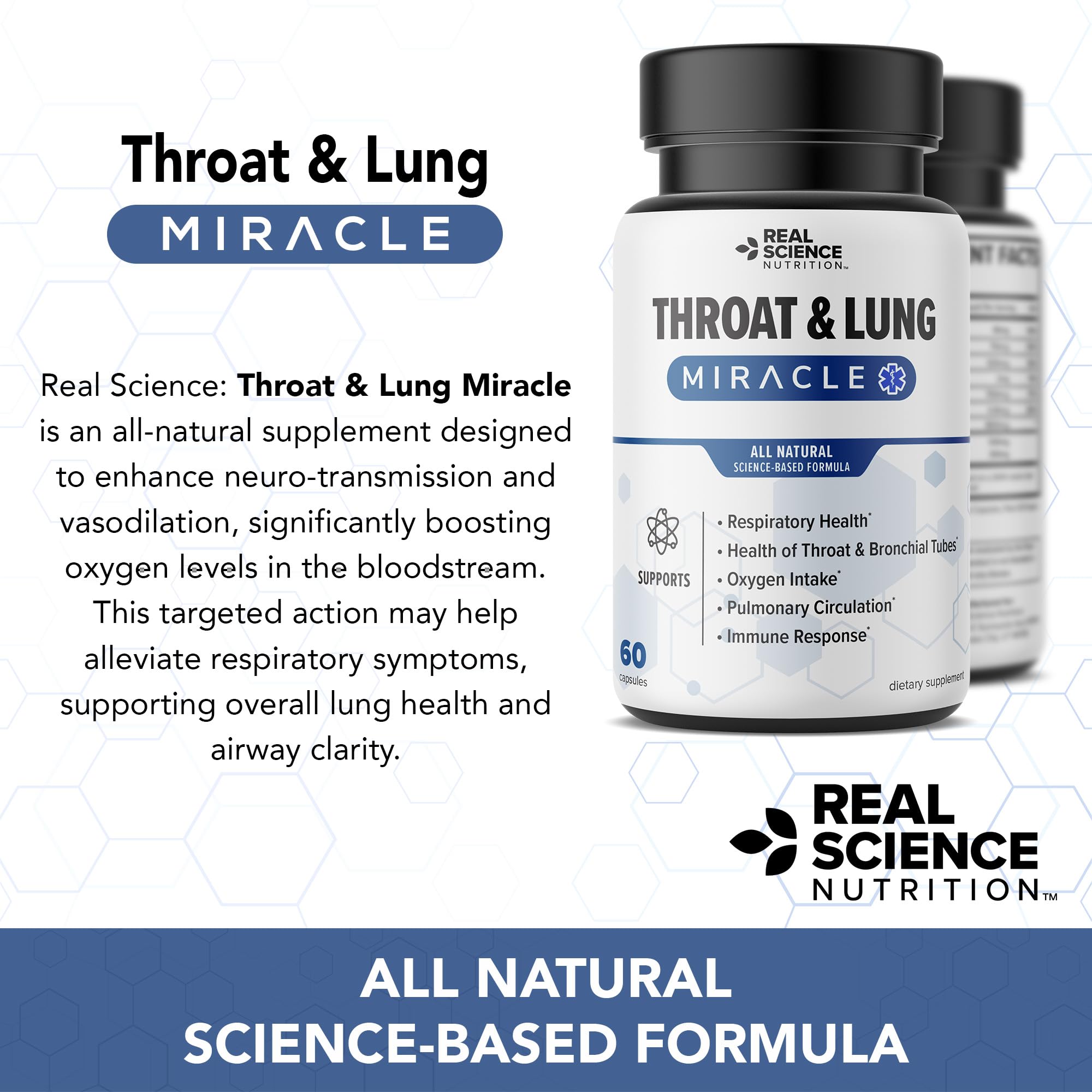 Real Science Nutrition: emballage USA conforme CGMP et FDA.