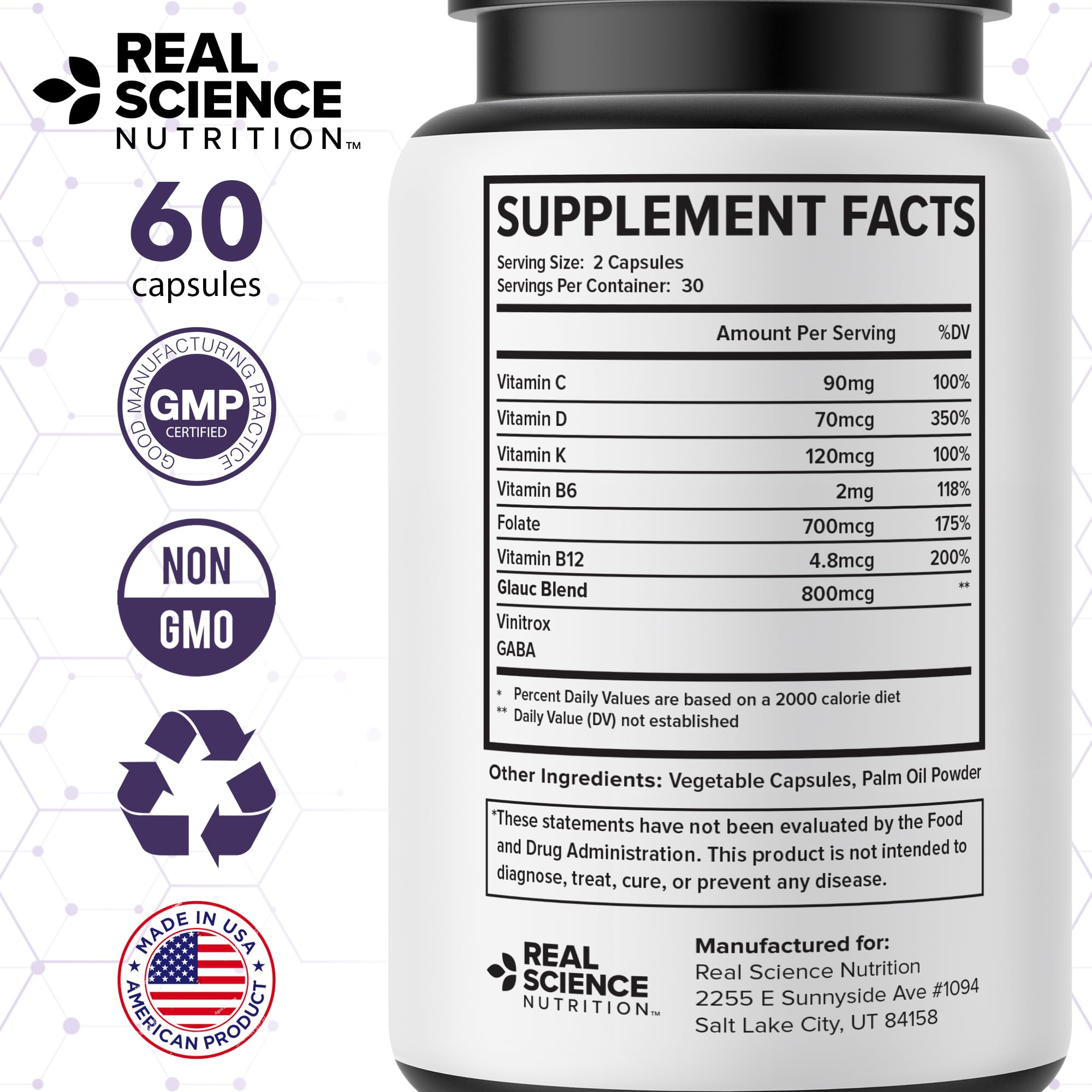 Real Science Glaucomol Miracle, vue rapprochée: texture et couleur des capsules