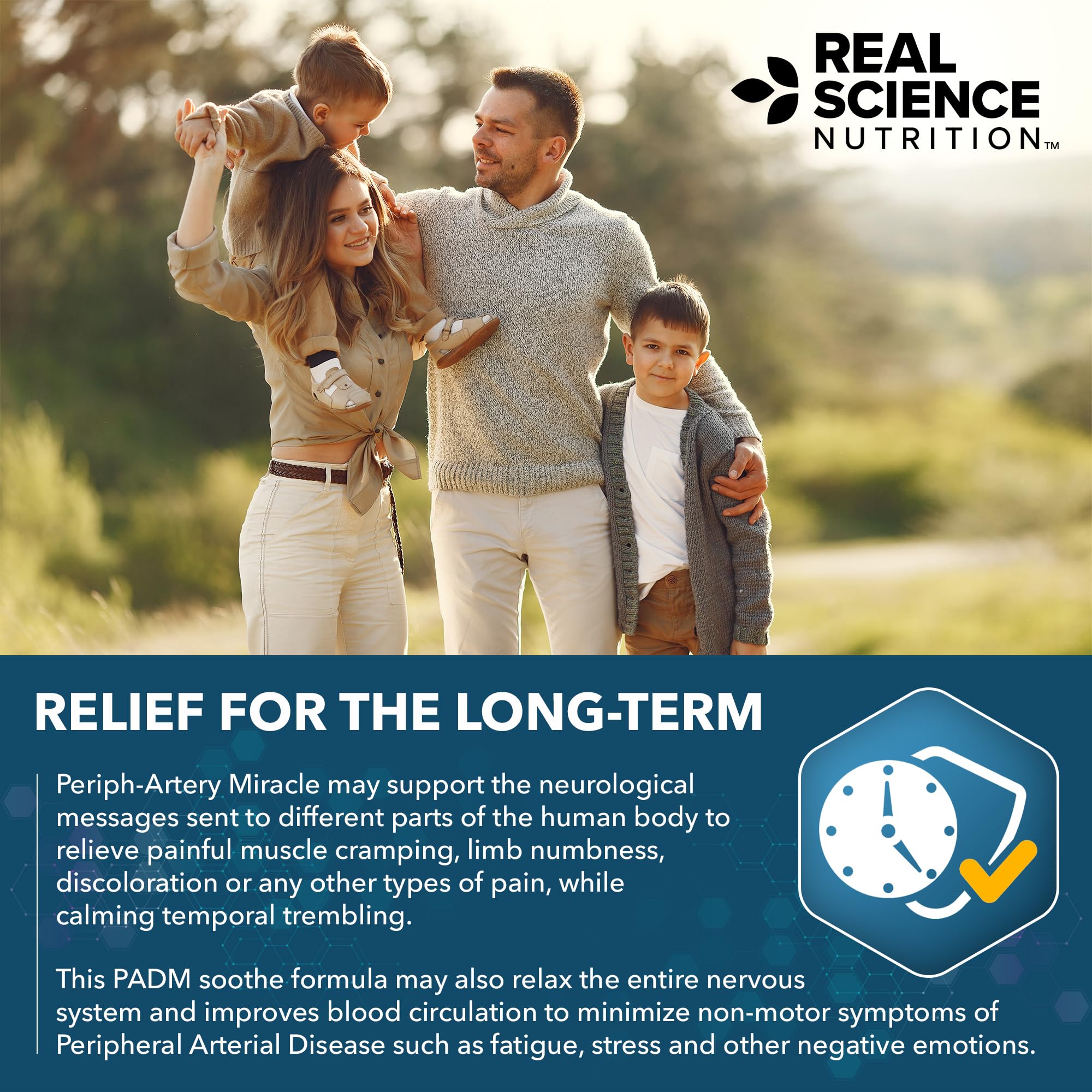 Real Science Nutrition PAD Miracle — schéma des résultats potentiels sur le long terme.