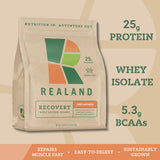 Realand Recovery Protéine de petit-lait isolée, flacon-mélange, mélange rapide après l'entraînement.