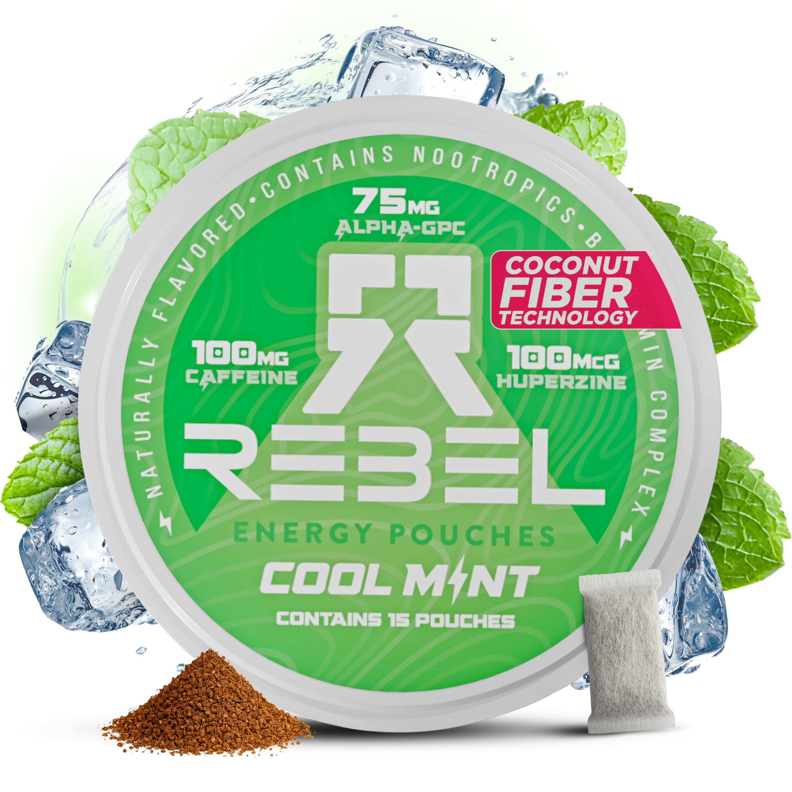 Poches énergie Rebel Supplements, emballage principal prêt à être livré.