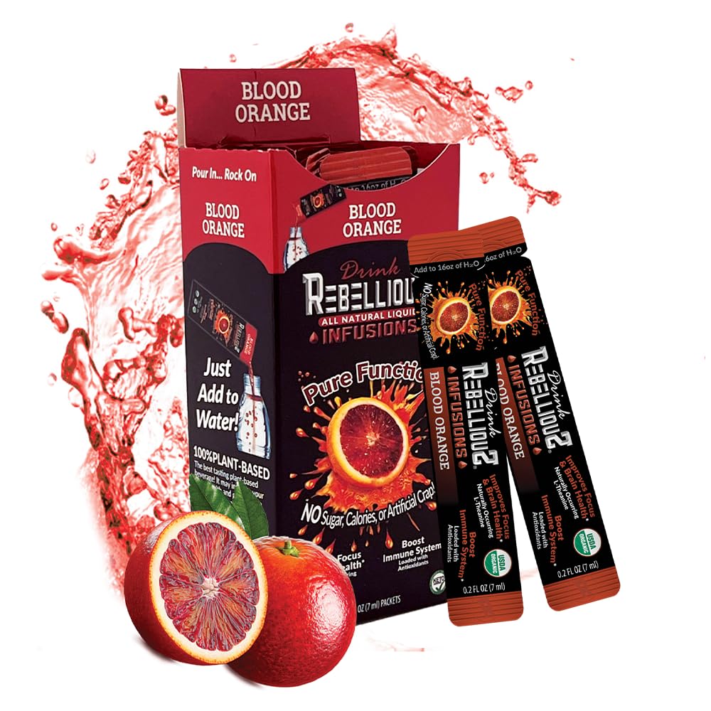 Boisson énergétique Rebellious orange biologique dans la bouteille prête à être dégustée.