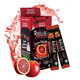Boisson énergétique Rebellious orange biologique dans la bouteille prête à être dégustée.