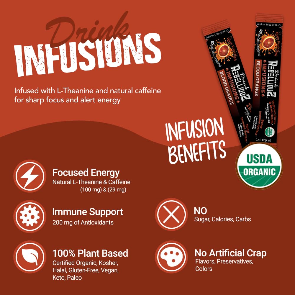 Boîte Rebellious orange biologique, pack de 10 sticks pratique pour voyage et sport.
