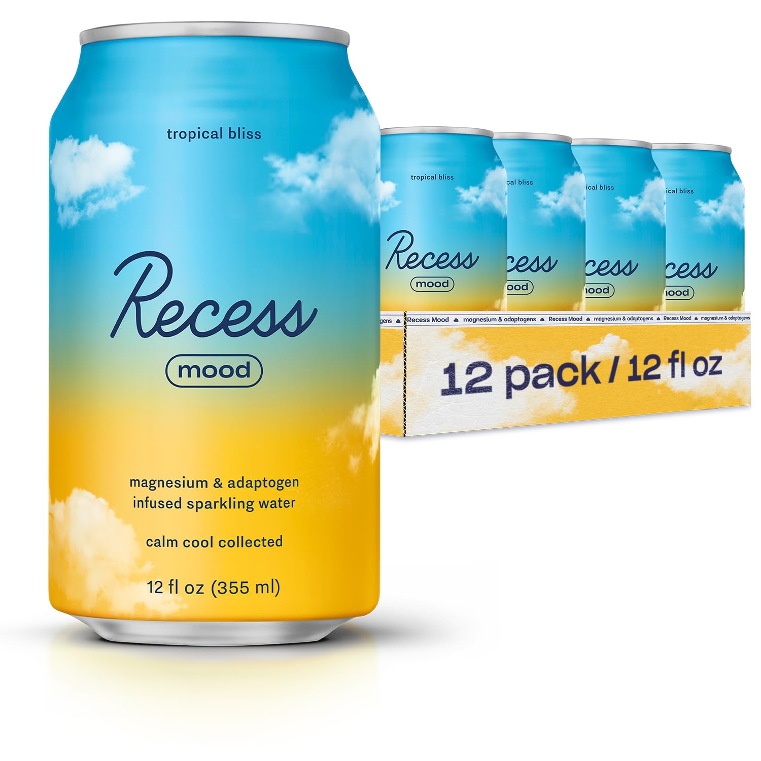Recess Mood bouteille eau gazeuse avec ananas et fruit de la passion pour une détente légère