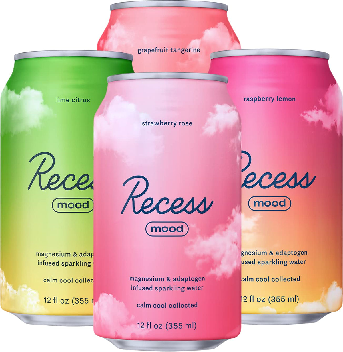 Boisson Recess Mood, bouteille fraise-rose, idéale pour une relaxation légère en soirée.