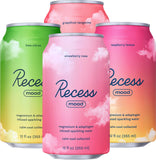 Boisson Recess Mood, bouteille fraise-rose, idéale pour une relaxation légère en soirée.