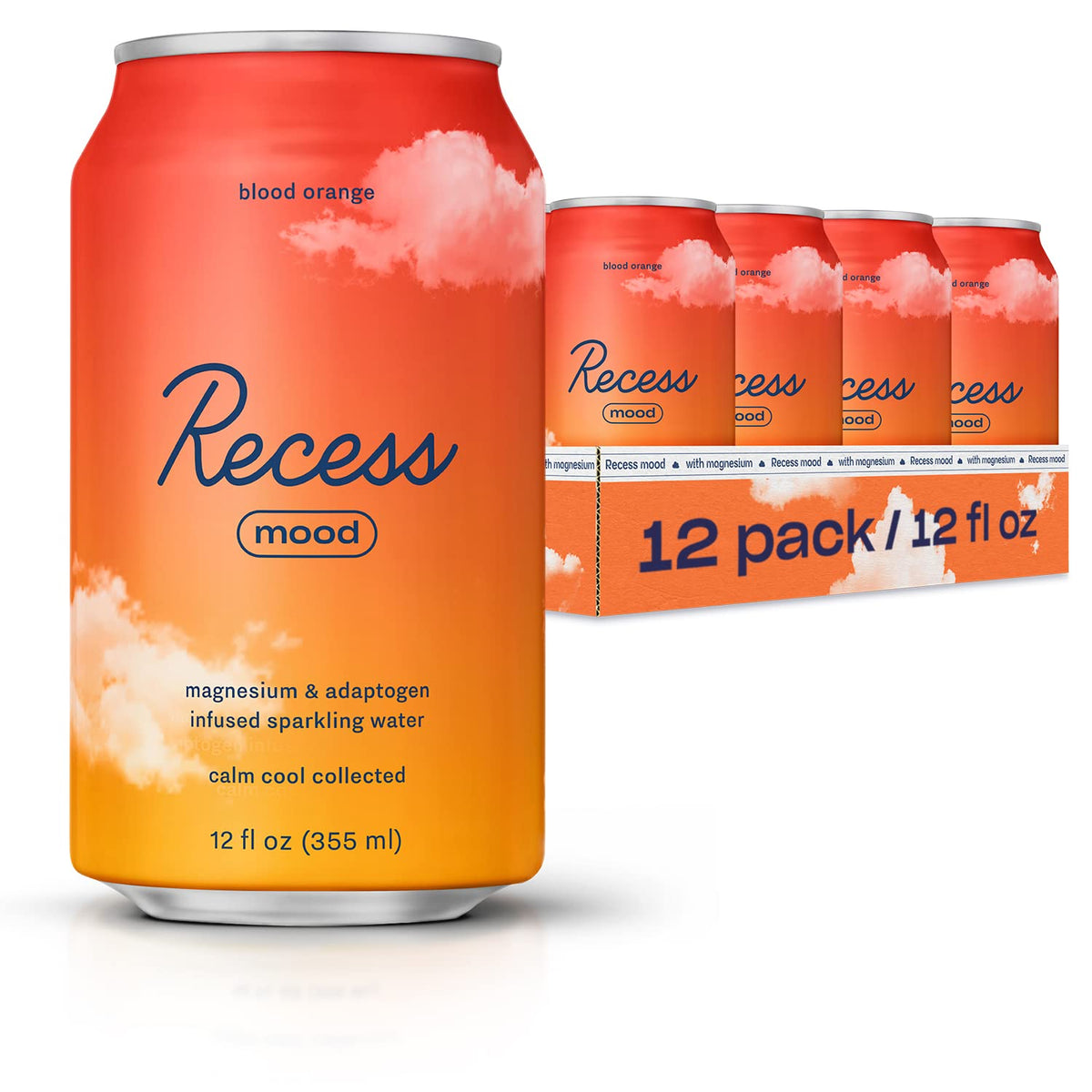 Recess Mood boisson pétillante orange sanguine pour favoriser la détente après le travail.