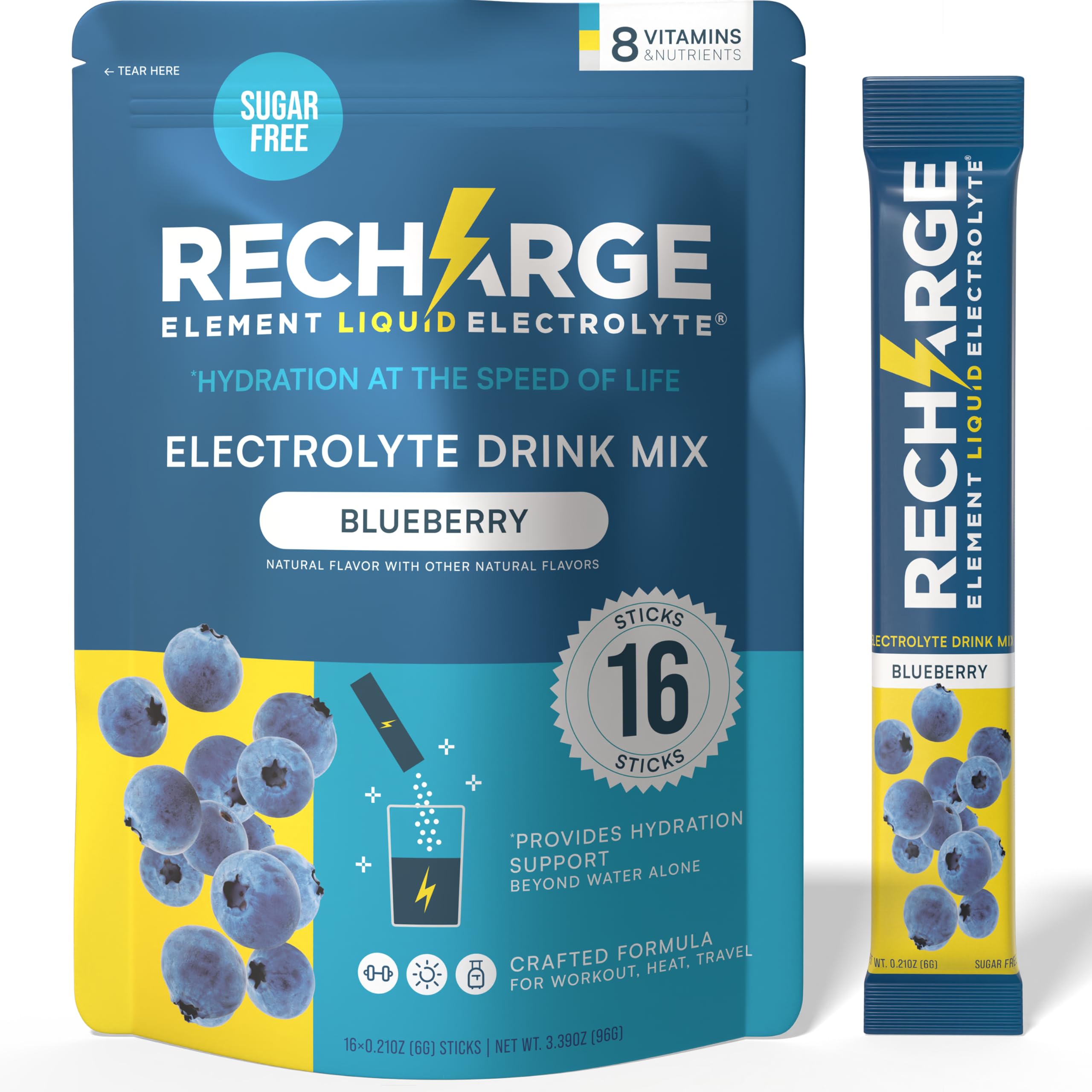 Recharge Element sachets électrolyte myrtilles, hydratation rapide sans sucre