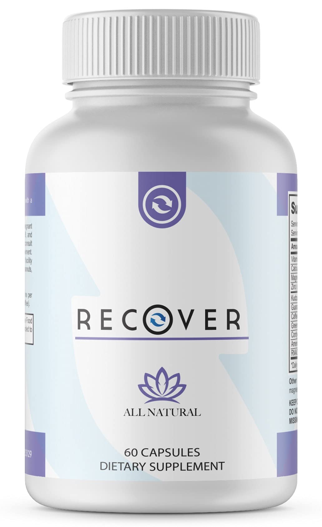 RECOVER bouteille de soutien alcool affichant le format et la simplicité d’usage.