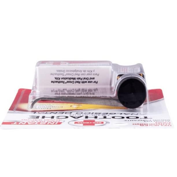 Application des gouttes sur dent douloureuse avec Red Cross.