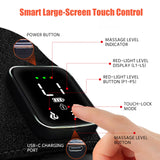 Massageur genou lumière rouge et vibrations, écran tactile sécurisé évitant les modifications accidentelles.