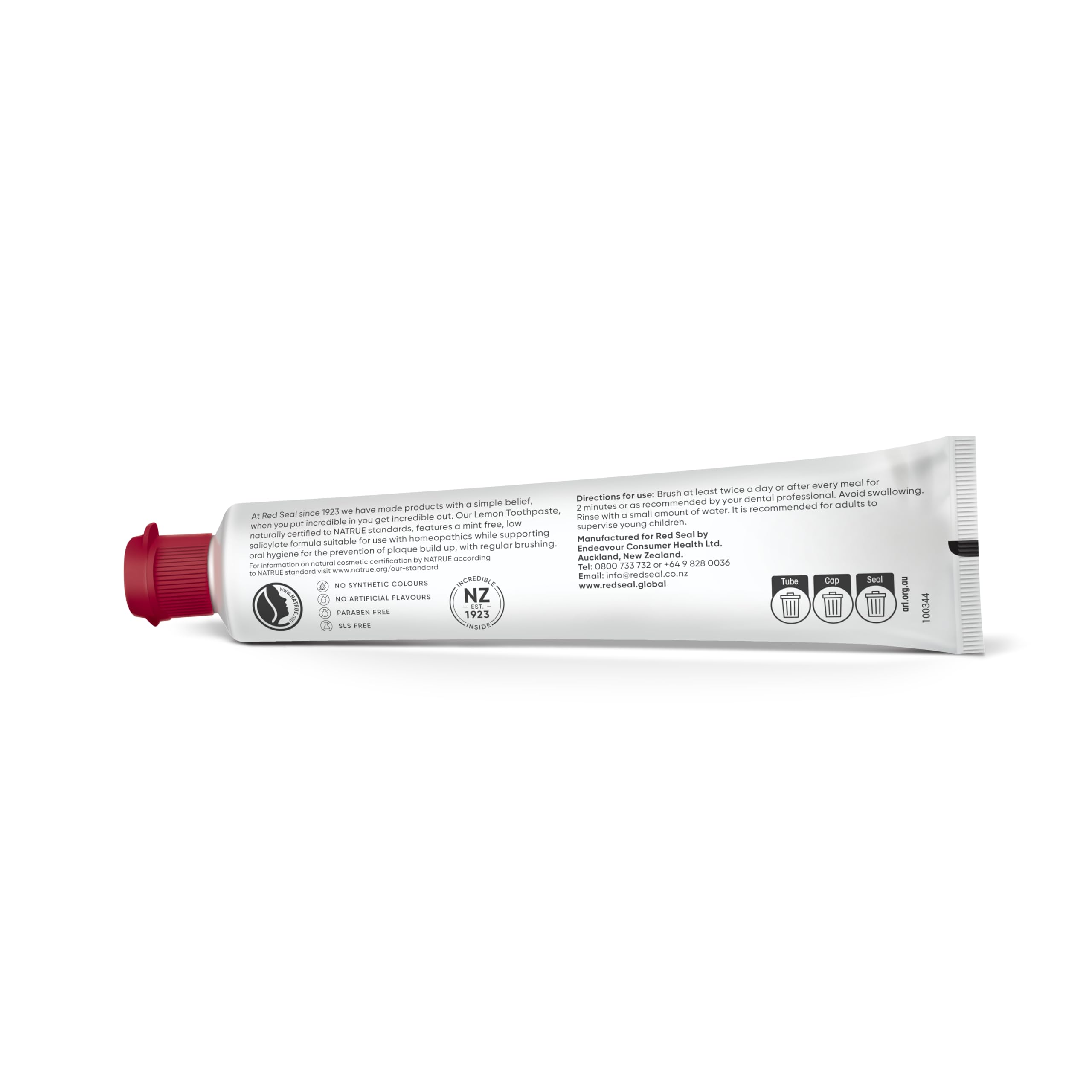 Routine familiale avec dentifrice citron sans fluorure Red Seal pour adultes.