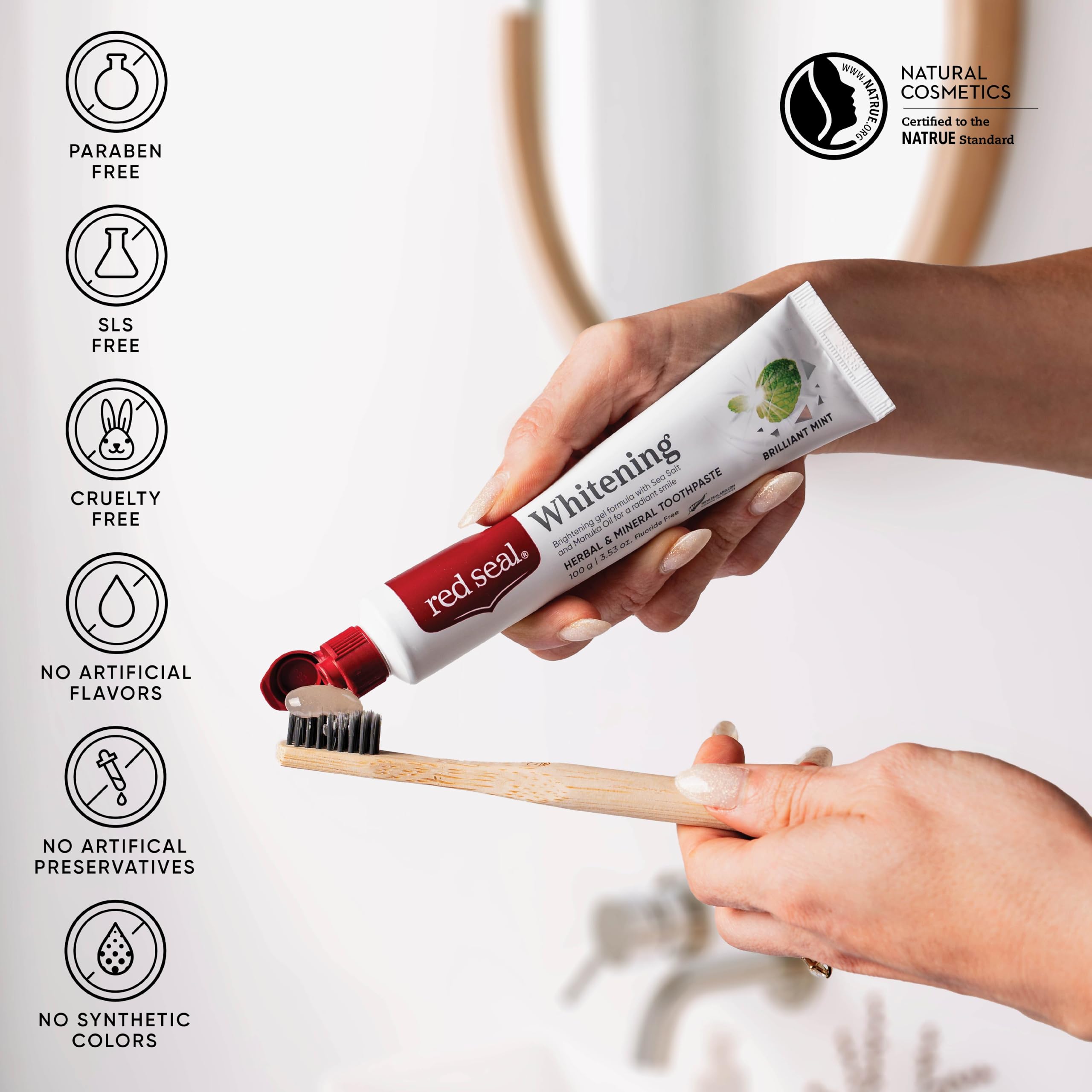Red Seal Dentifrice Menthe — texture crémeuse pour un brossage doux.