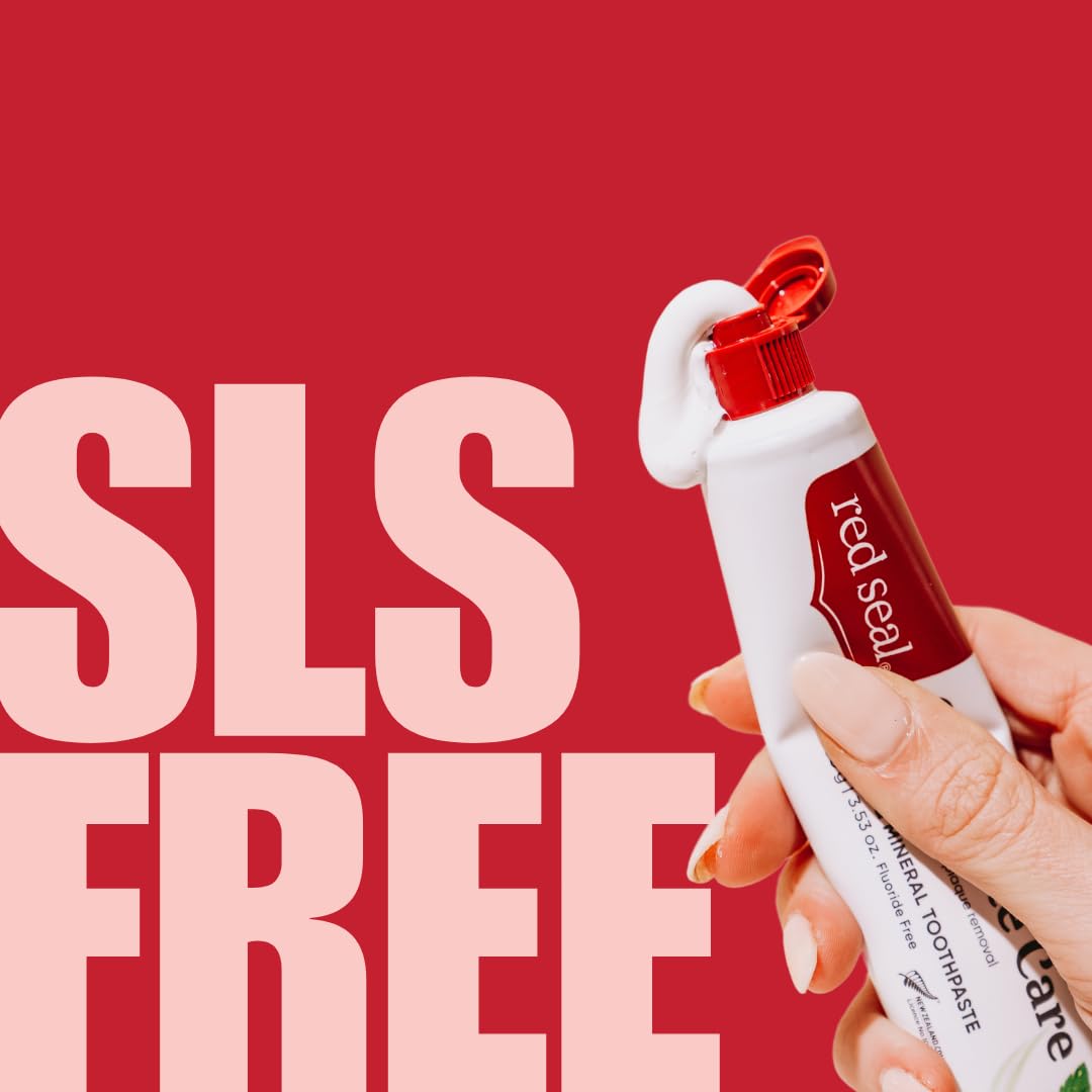 Red Seal dentifrice sans SLS et sans parabènes, formule douce pour la routine bucco-dentaire.