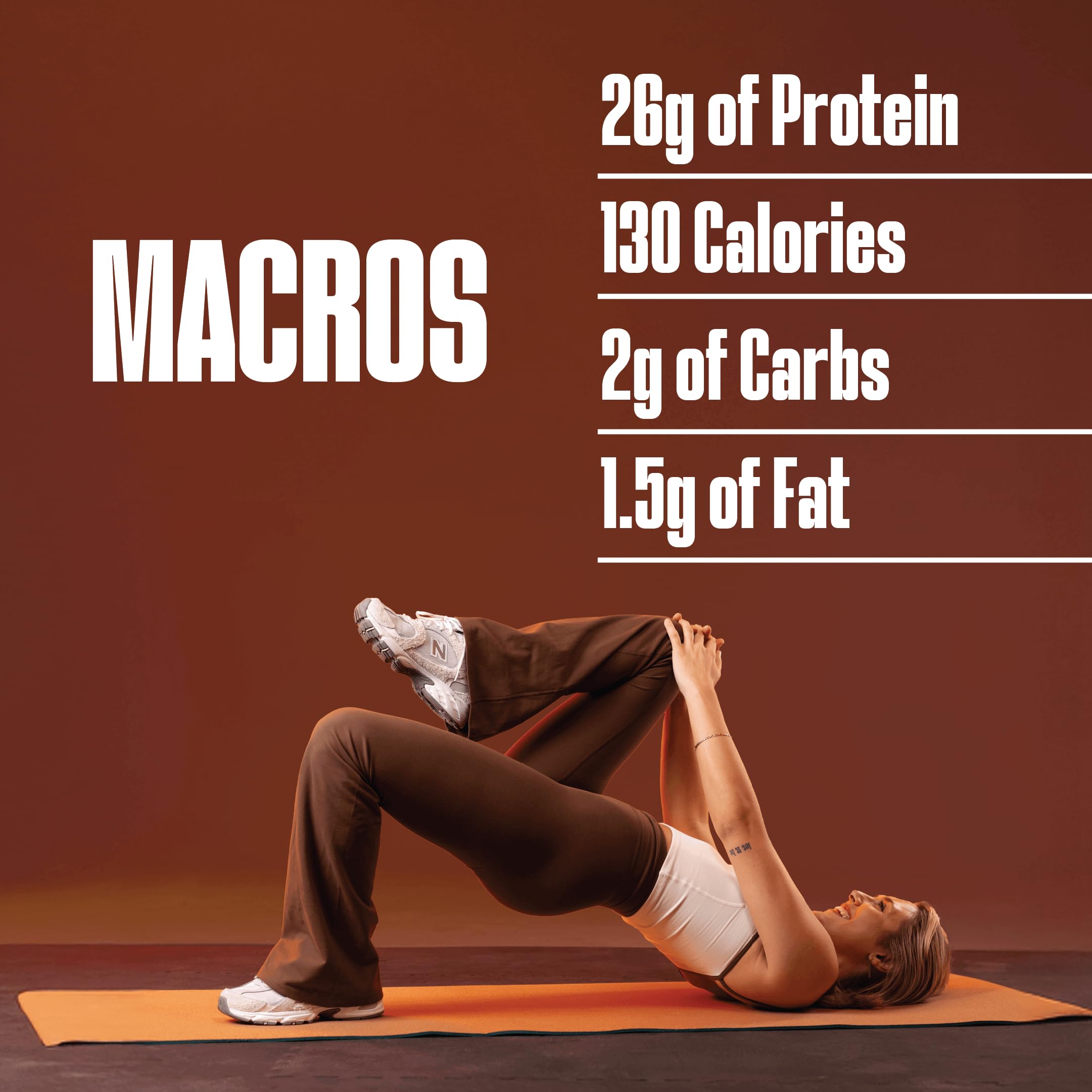 Étiquette nutritionnelle claire montrant les macros et le format sans lactose.