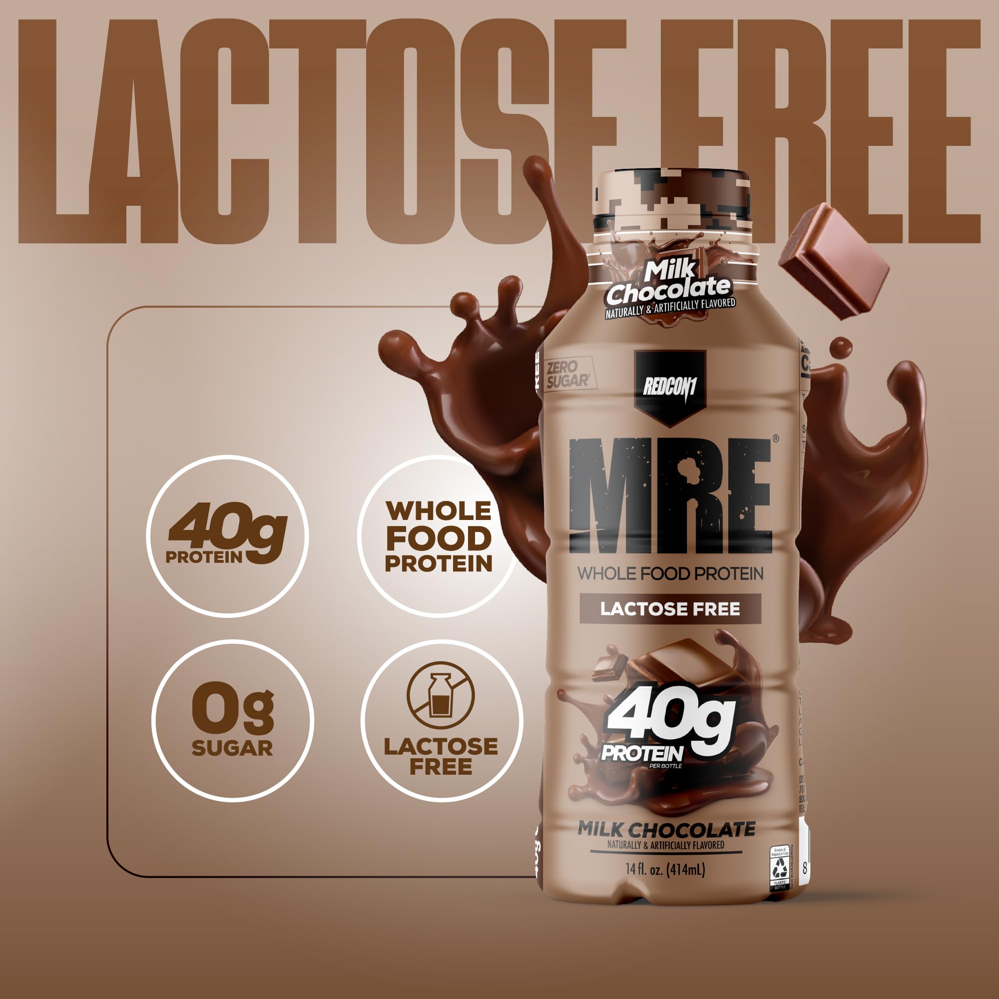 REDCON1 MRE texture crémeuse chocolat, boisson lisse et agréable à boire