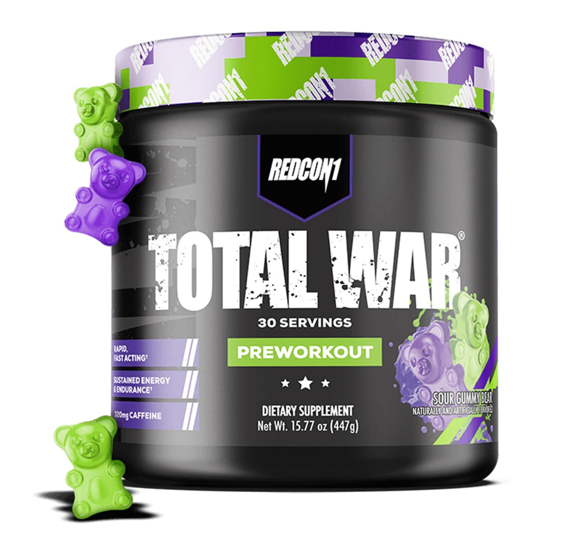 REDCON1 Total War – bouteille Sour Gummy Bear, énergie soutenue pour l’entraînement