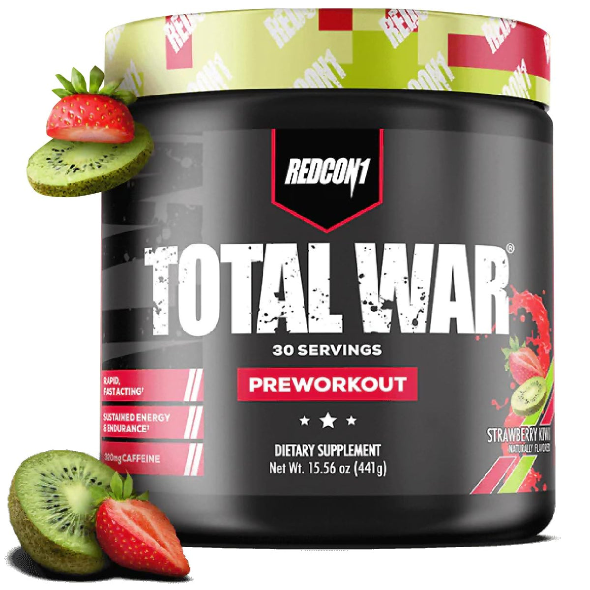 REDCON1 Total War pré-entraînement fraise-kiwi – bouteille prête à booster votre énergie.
