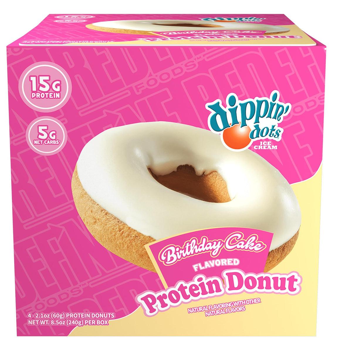 REDEFINE Dippin' Dots Donut protéiné – 8 morceaux: collation post-entraînement riche en protéines.