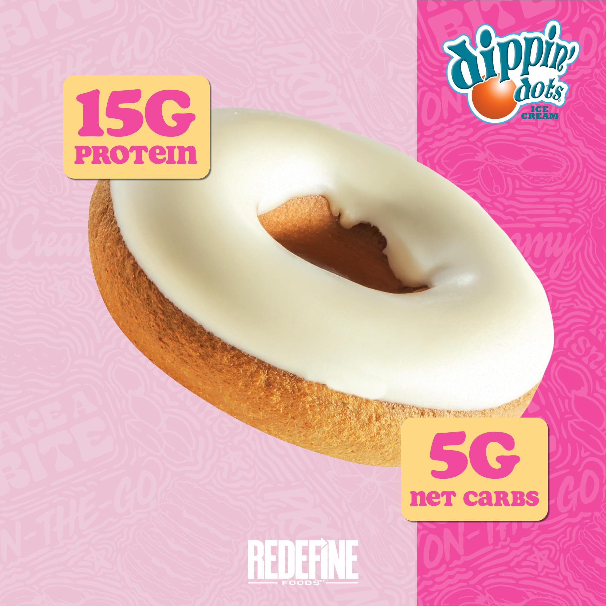 REDEFINE Dippin' Dots Donut protéiné – texture moelleuse: moment de douceur maîtrisé.