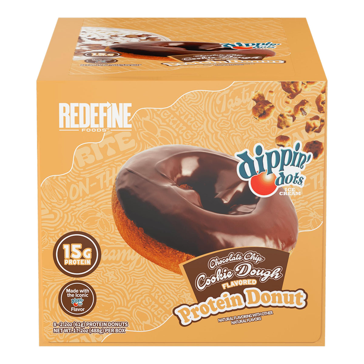 REDEFINE Donut protéiné Dippin' Dots emballage pratique pour emporter.