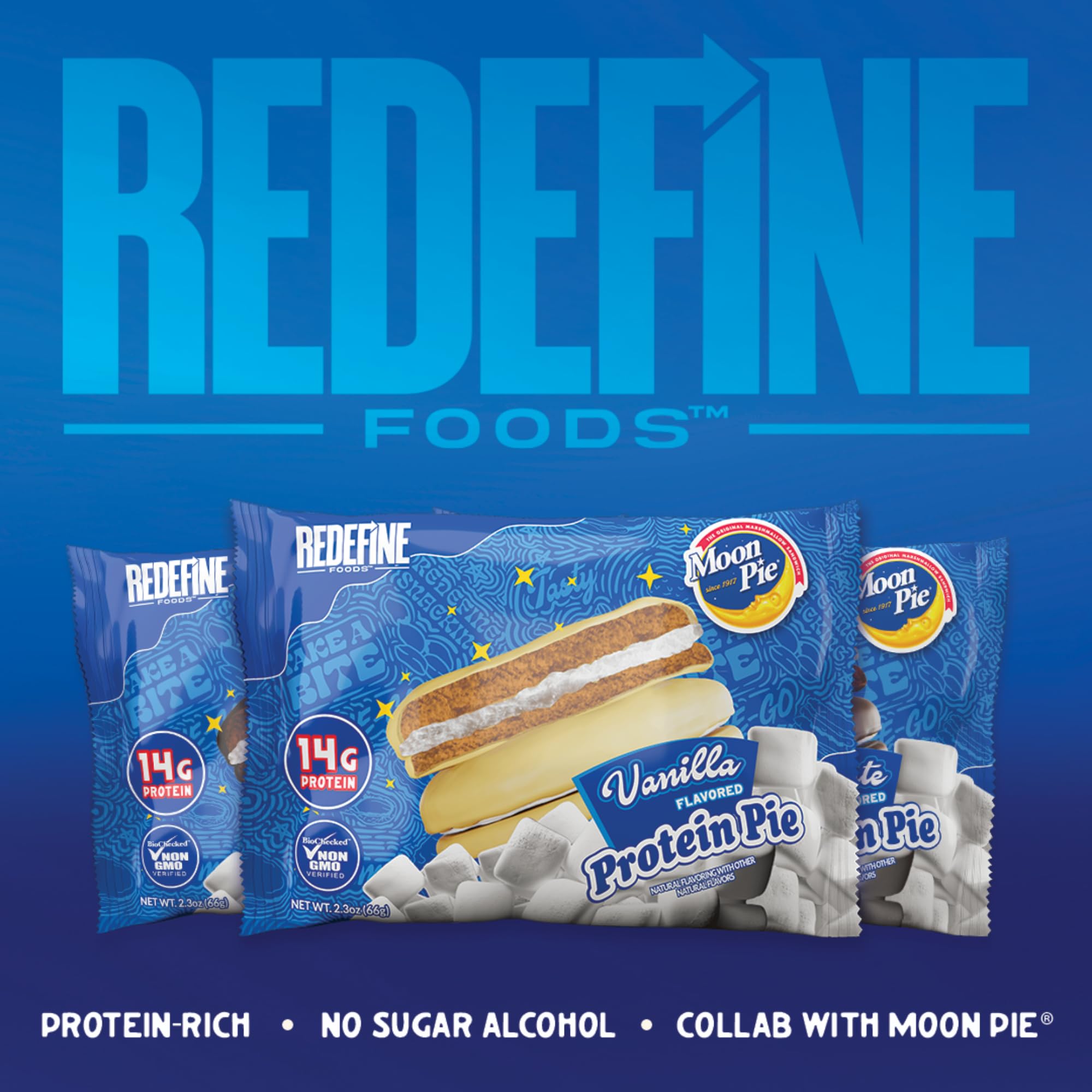 redefine gateau proteine moonpie vanille, parfait pour dejeuners rapides au bureau