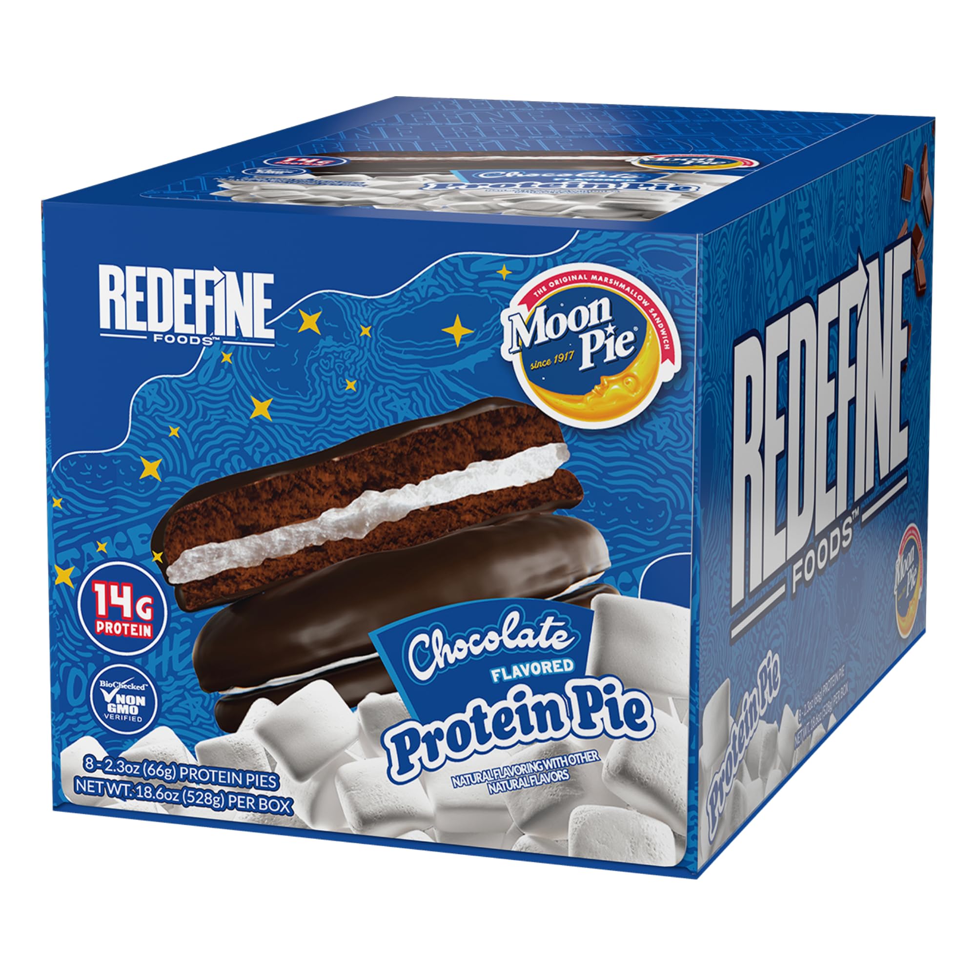 REDEFINE Protein Pie MoonPie Chocolat emballage 8 portions, pratique a emporter.