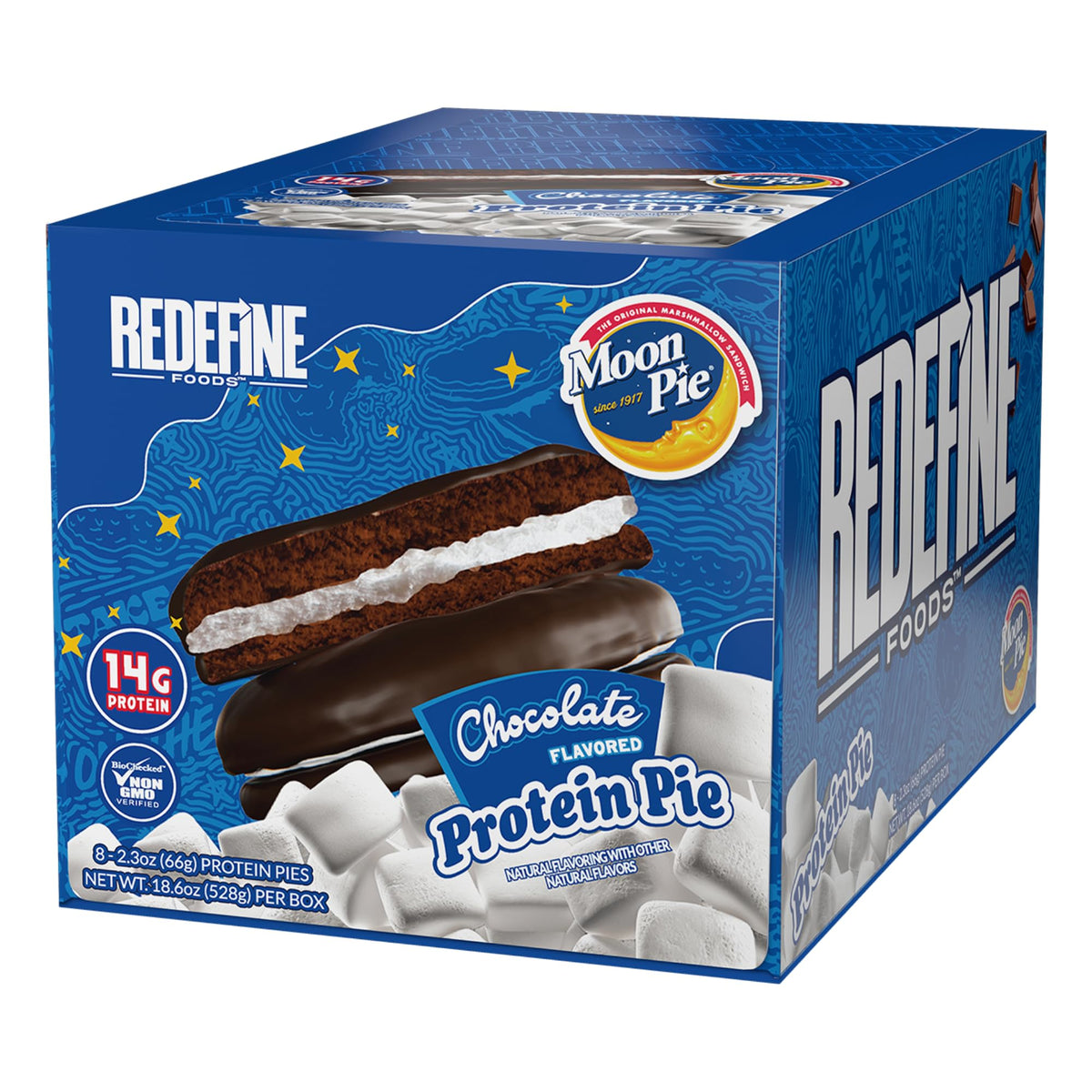 REDEFINE Protein Pie MoonPie Chocolat emballage 8 portions, pratique a emporter.