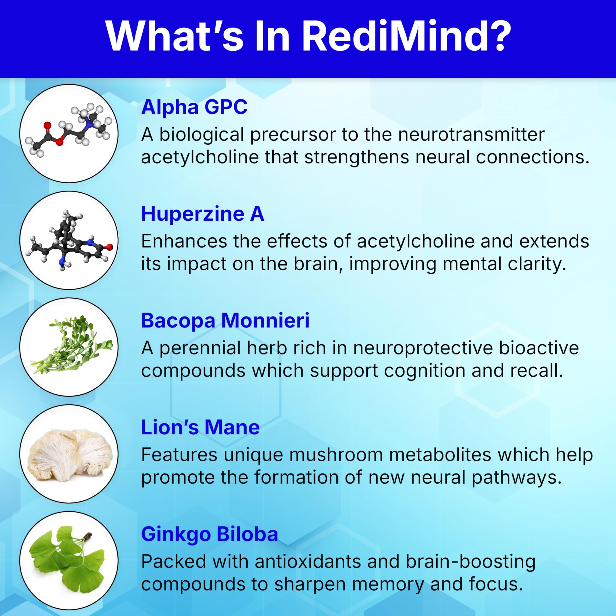 RediMind, capsules hericium erinaceus, champignon adaptatif pour la concentration.