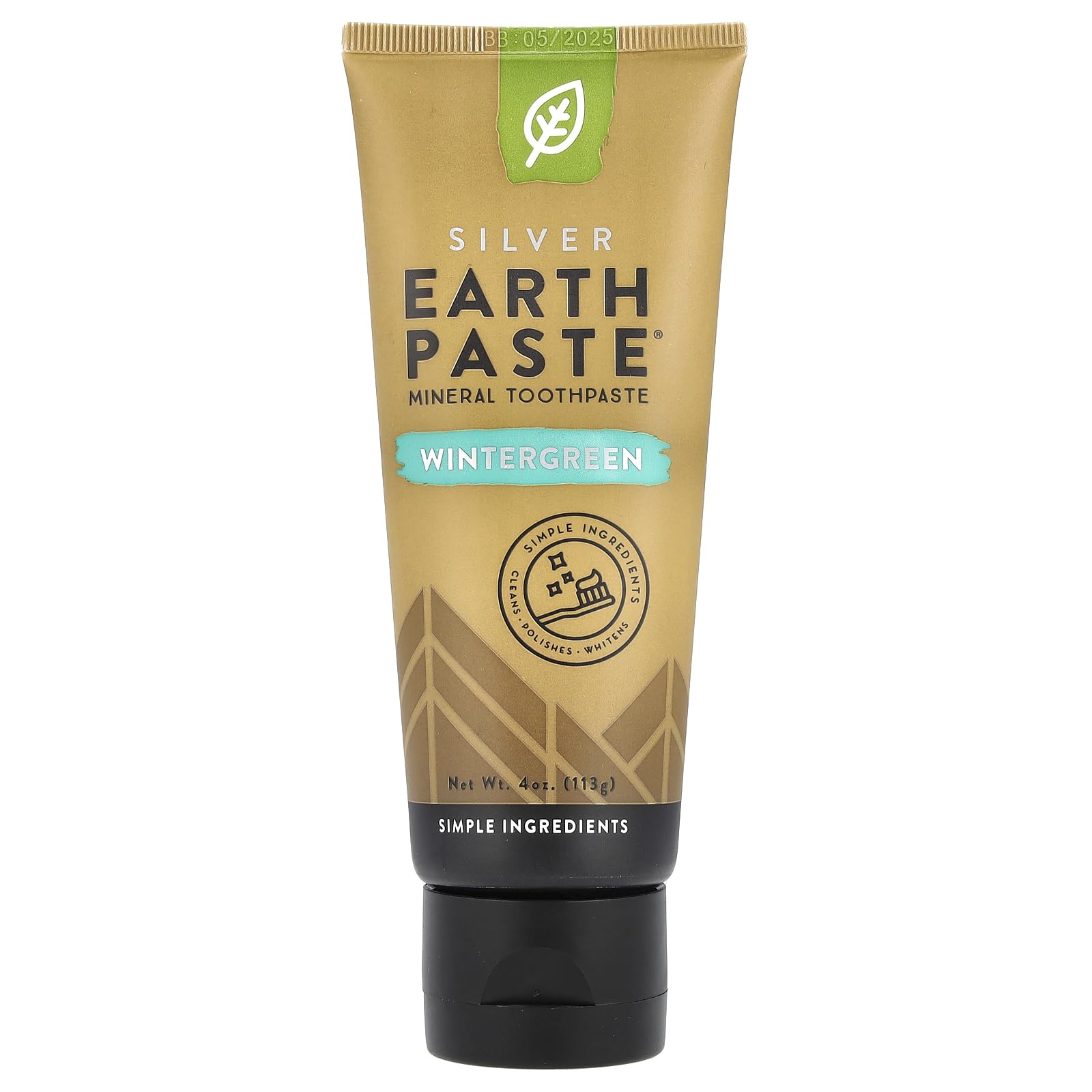 Redmond Earthpaste – tube Wintergreen, sans fluor et naturel pour un brossage quotidien.