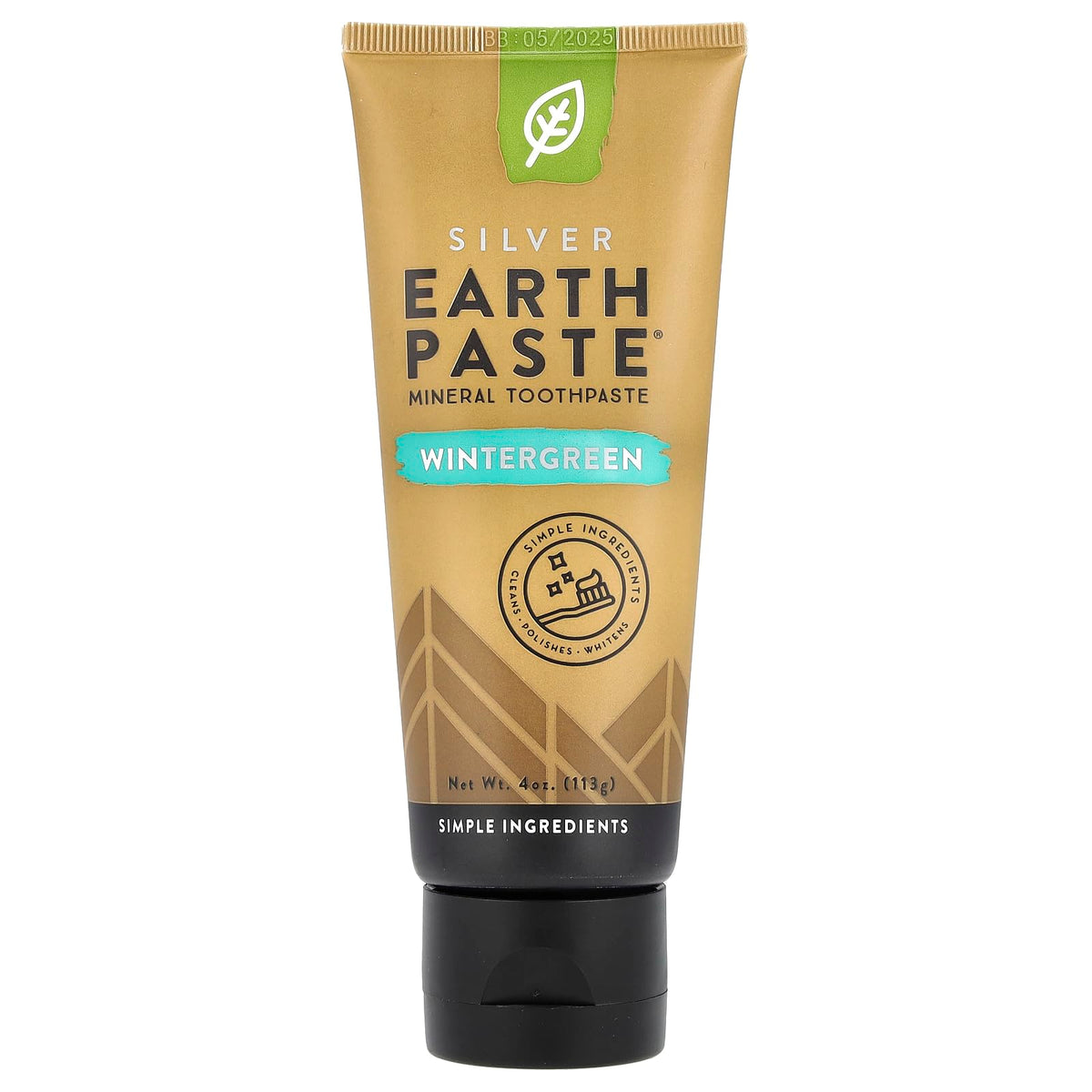 Redmond Earthpaste – tube Wintergreen, sans fluor et naturel pour un brossage quotidien.