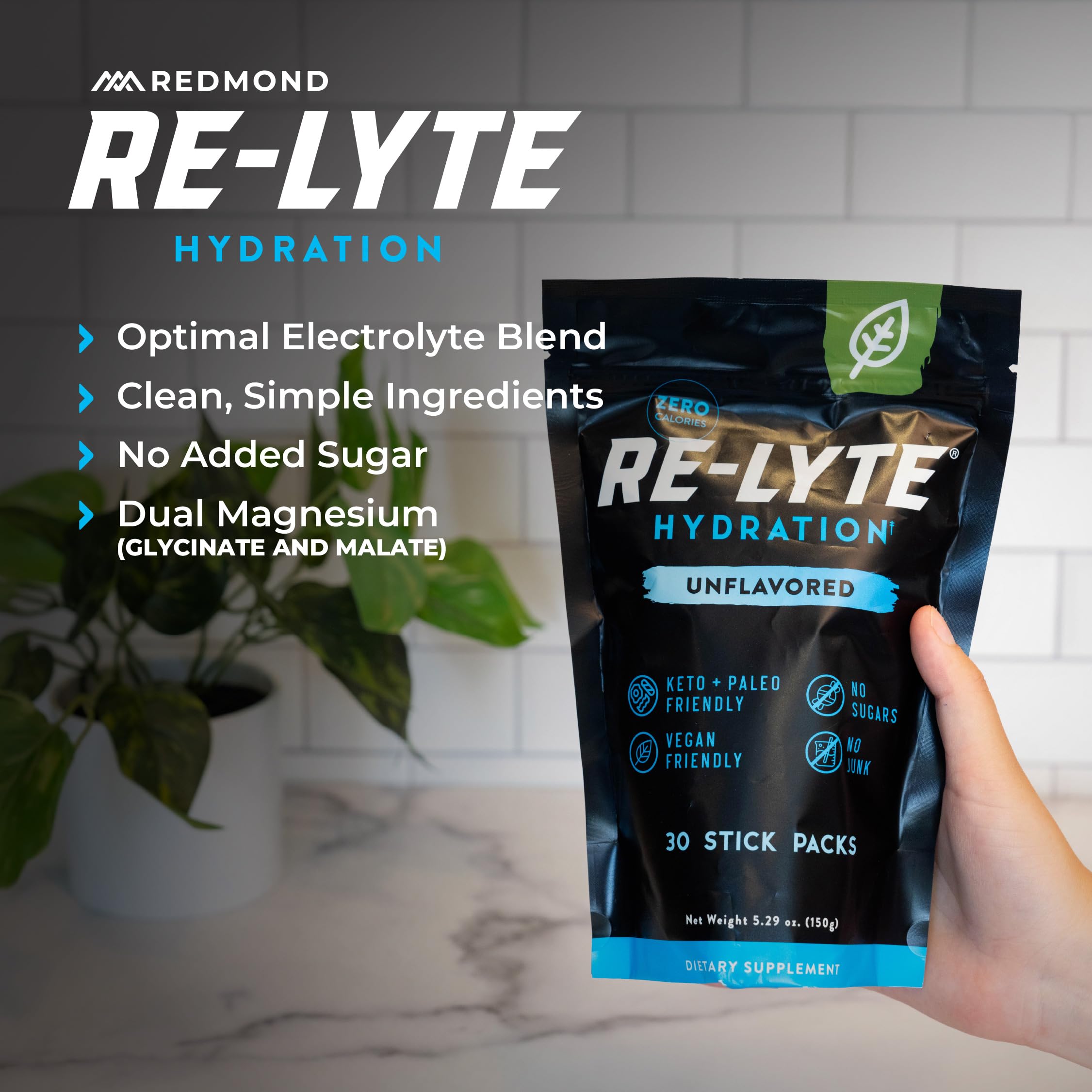 REDMOND Re-Lyte dilution facile dans l eau quotidienne pour une hydratation pratique.