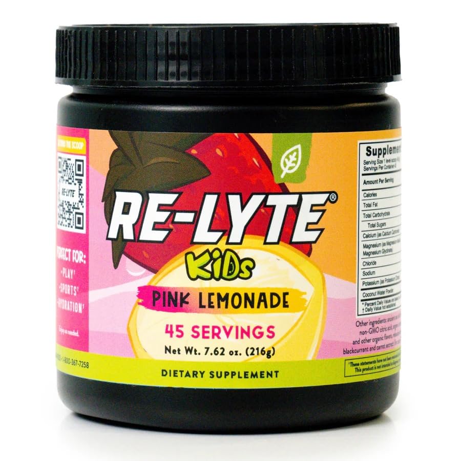 REDMOND Re-Lyte Kids emballage rose citron, solution pratique pour l'hydratation des enfants.