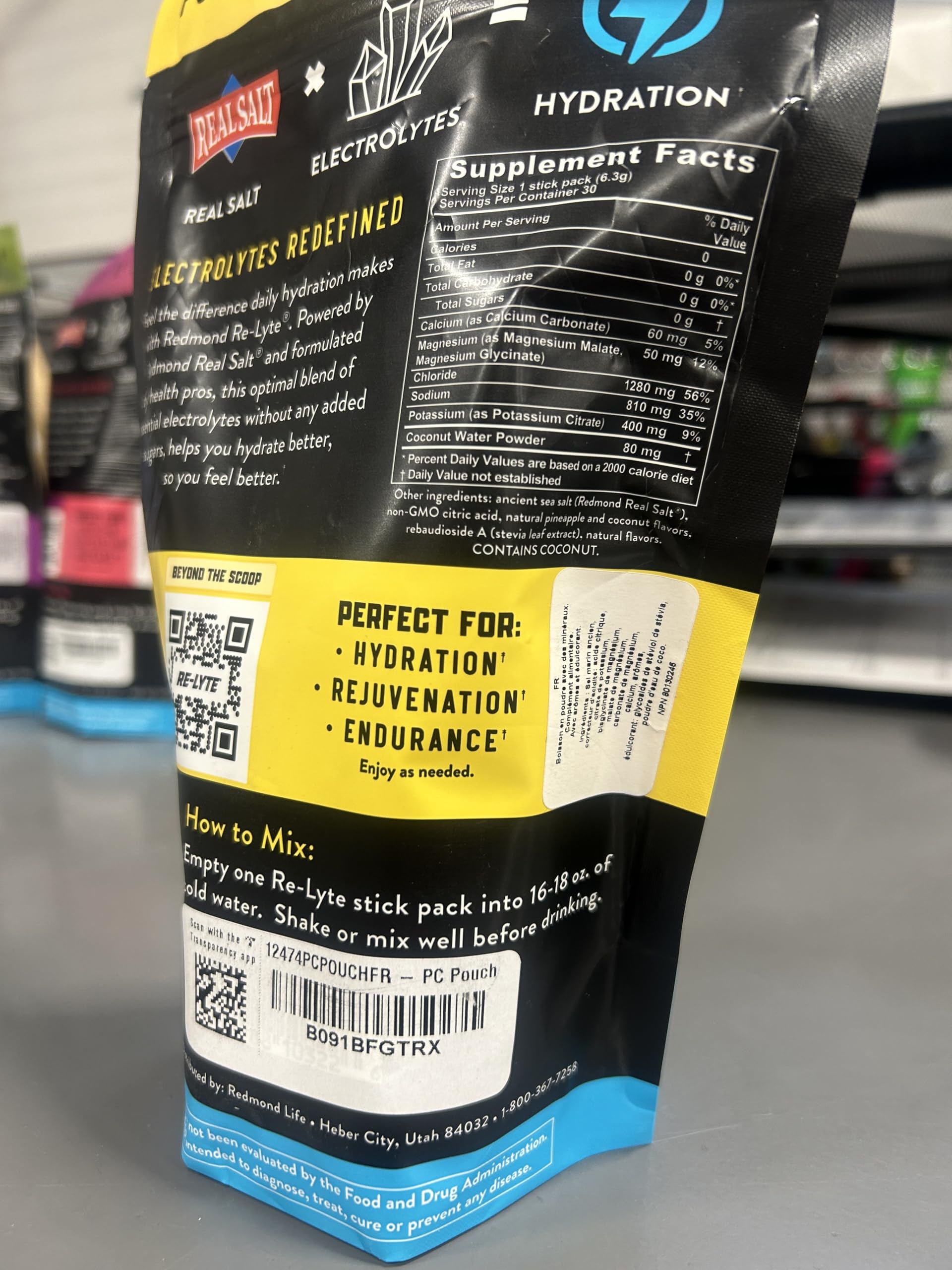 Redmond Re-Lyte – pack pratique de 30 portions pour une hydratation facile