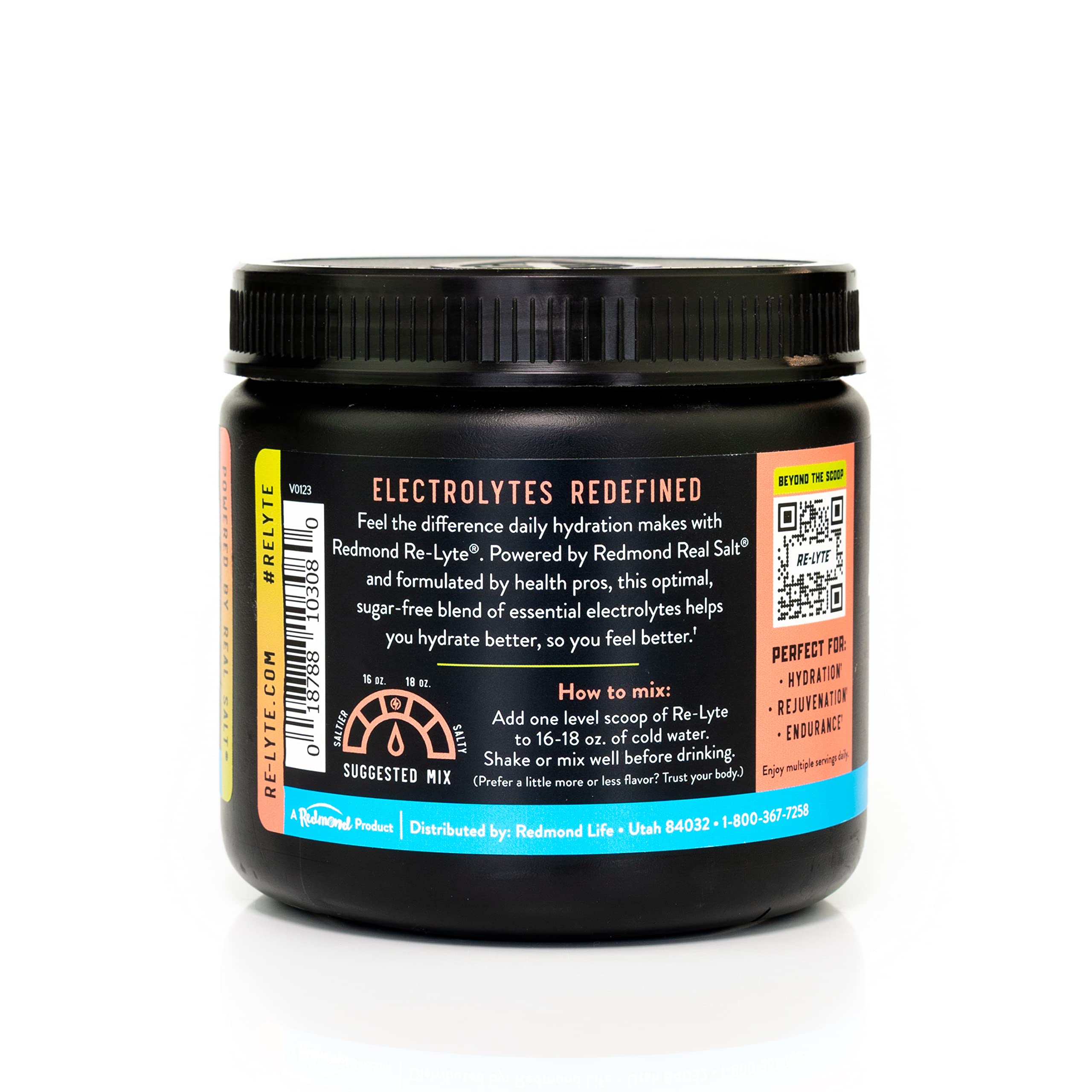 Cuillère de mesure REDMOND Re-Lyte indiquant la dose idéale pour l'hydratation.