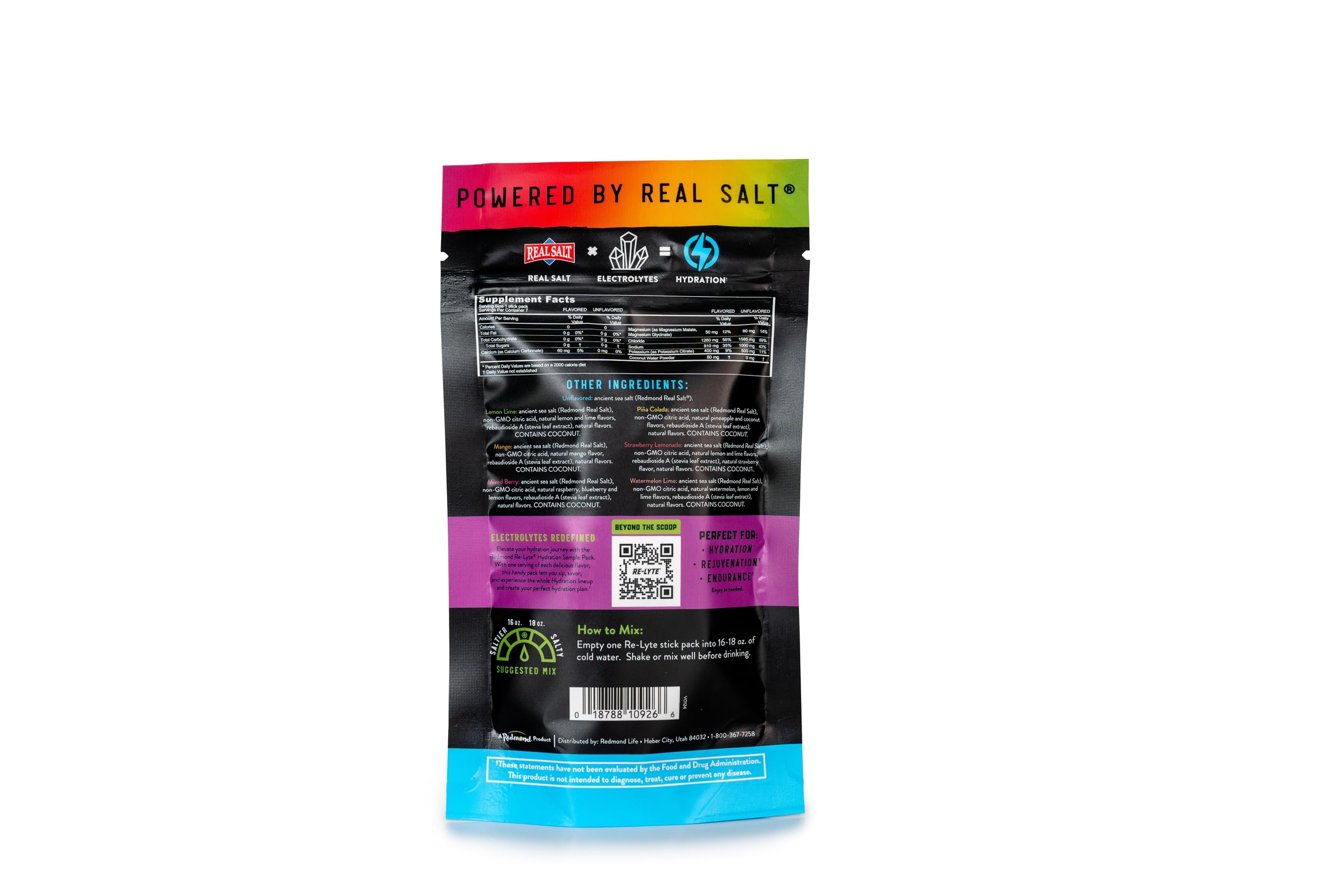 Redmond Re-Lyte sachets préparation boisson facile à diluer pour une boisson rafraîchissante.