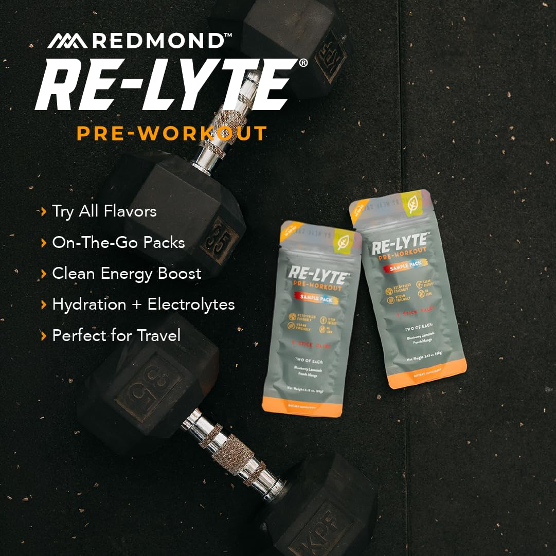 REDMOND Re-Lyte sachet pré-dose bleuets-citronnade, pratique à emporter avant l'entraînement.