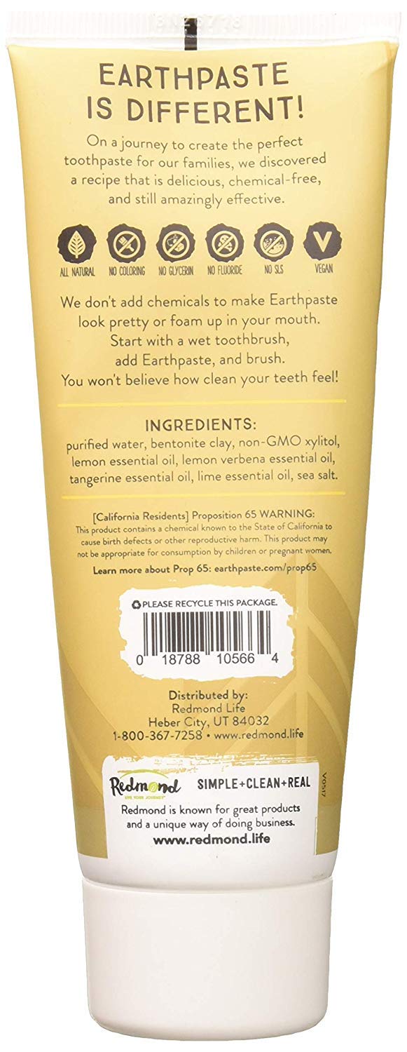 Texture pâte onctueuse REDMOND REAL SALT Earthpaste Citron Twist pour un brossage efficace.