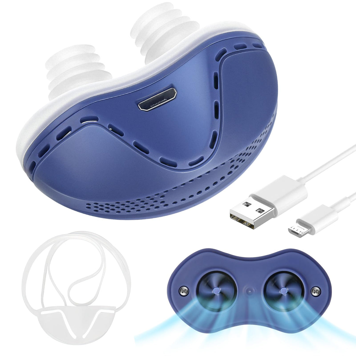 Redpee dispositifs anti-ronflement portables en bleu, confort nocturne potentiel.