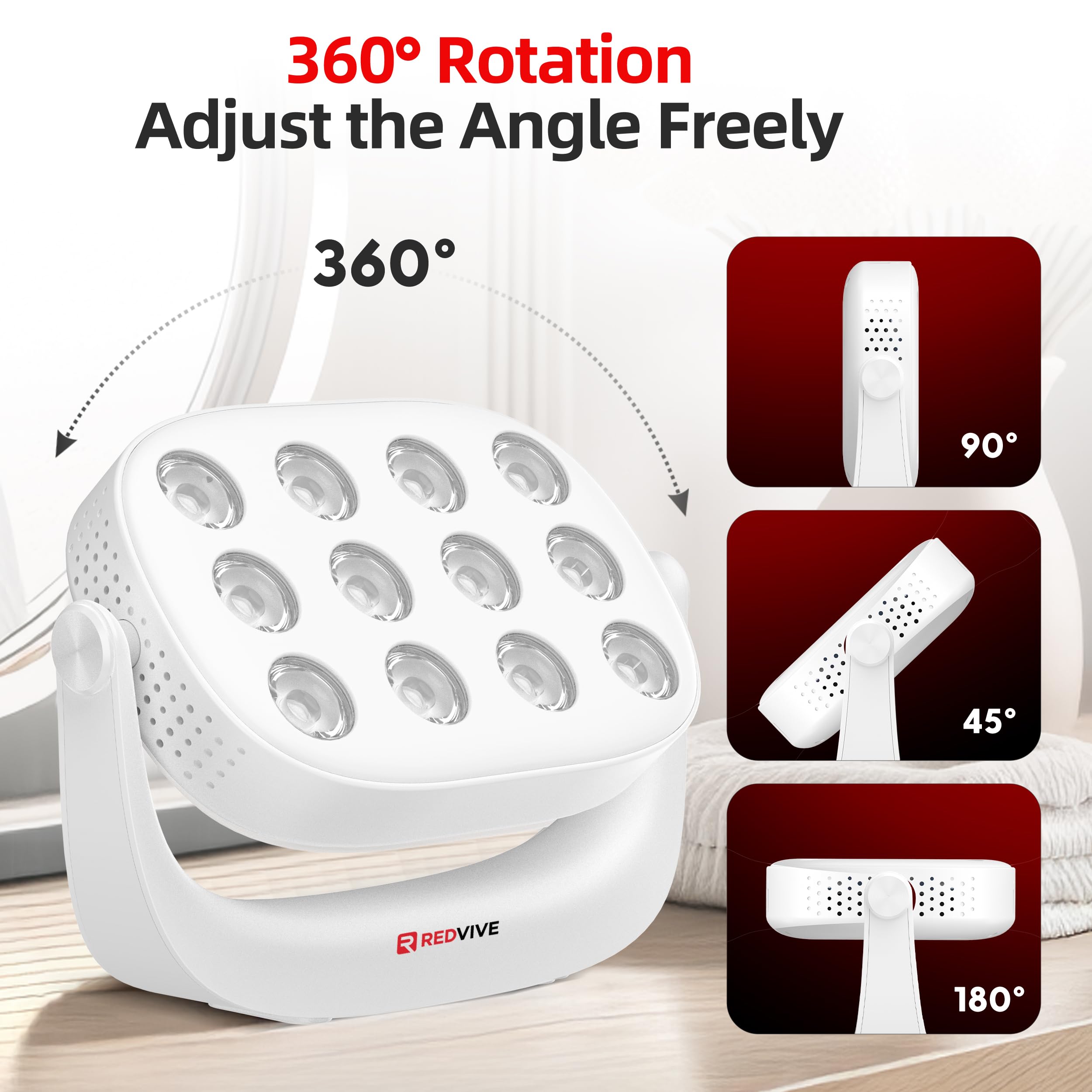 Redvive: panneau tactile et lumière rouge 660nm/850nm, pratique et facile d’utilisation.