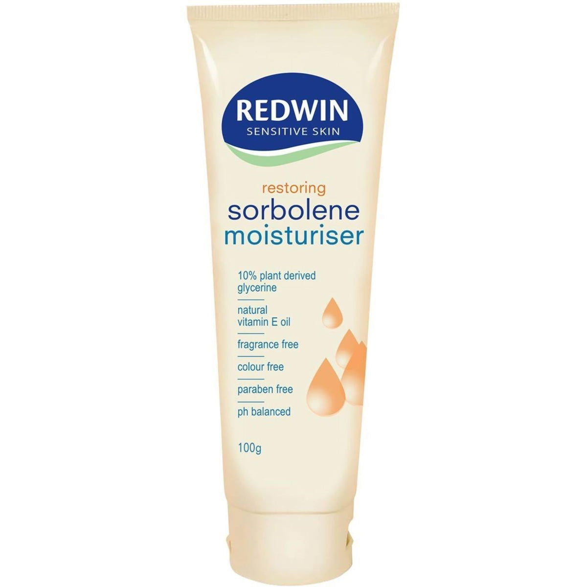 Crème Redwin Sorbolene avec vitamine E, tube 100 g, hydratation douce pour peau sensible