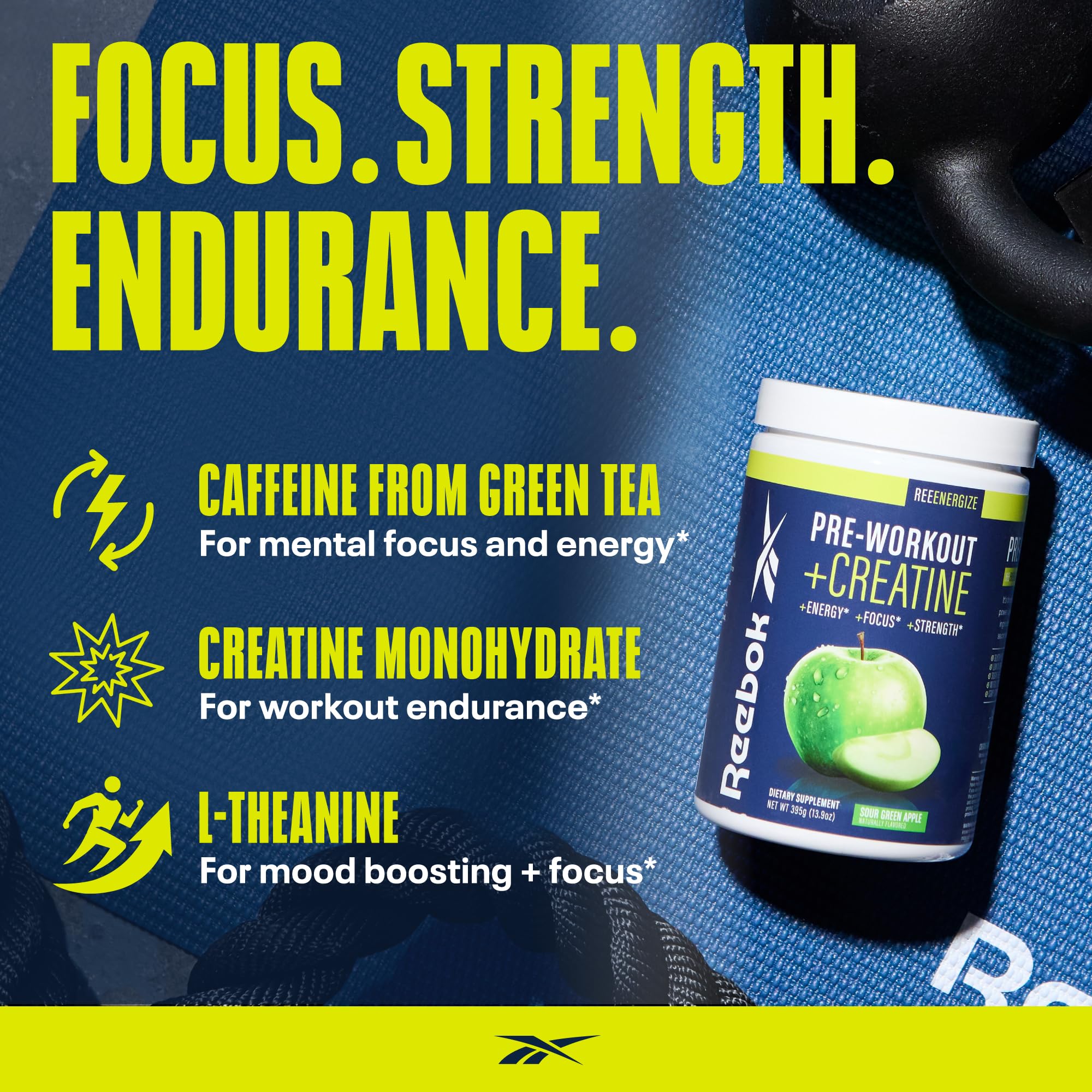 Reebok ReeEnergize – Doseuse pour dosage précis avant l’entraînement.