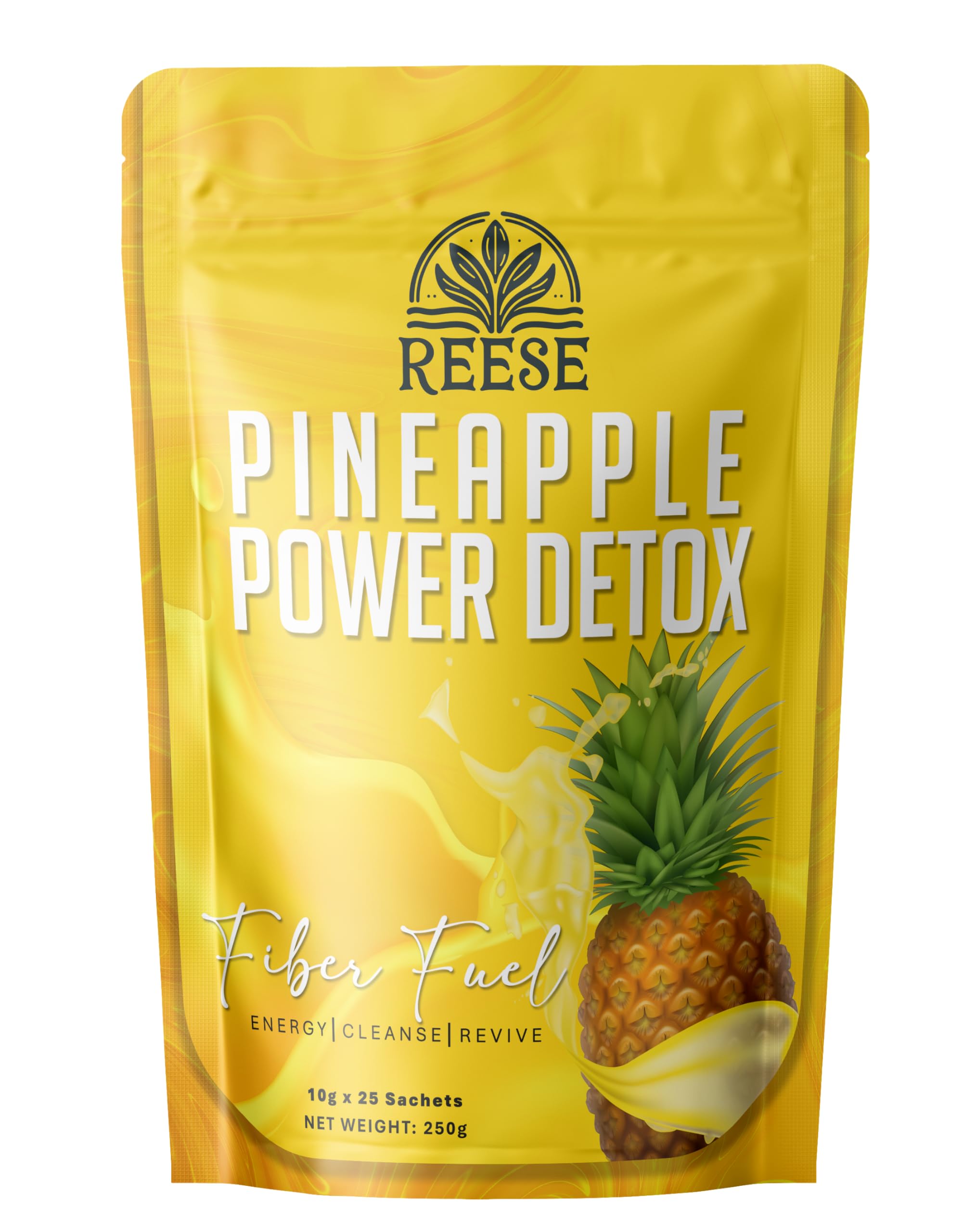 REESE Détox Ananas – sachet individuel prêt à emporter pour une boisson rafraîchissante.