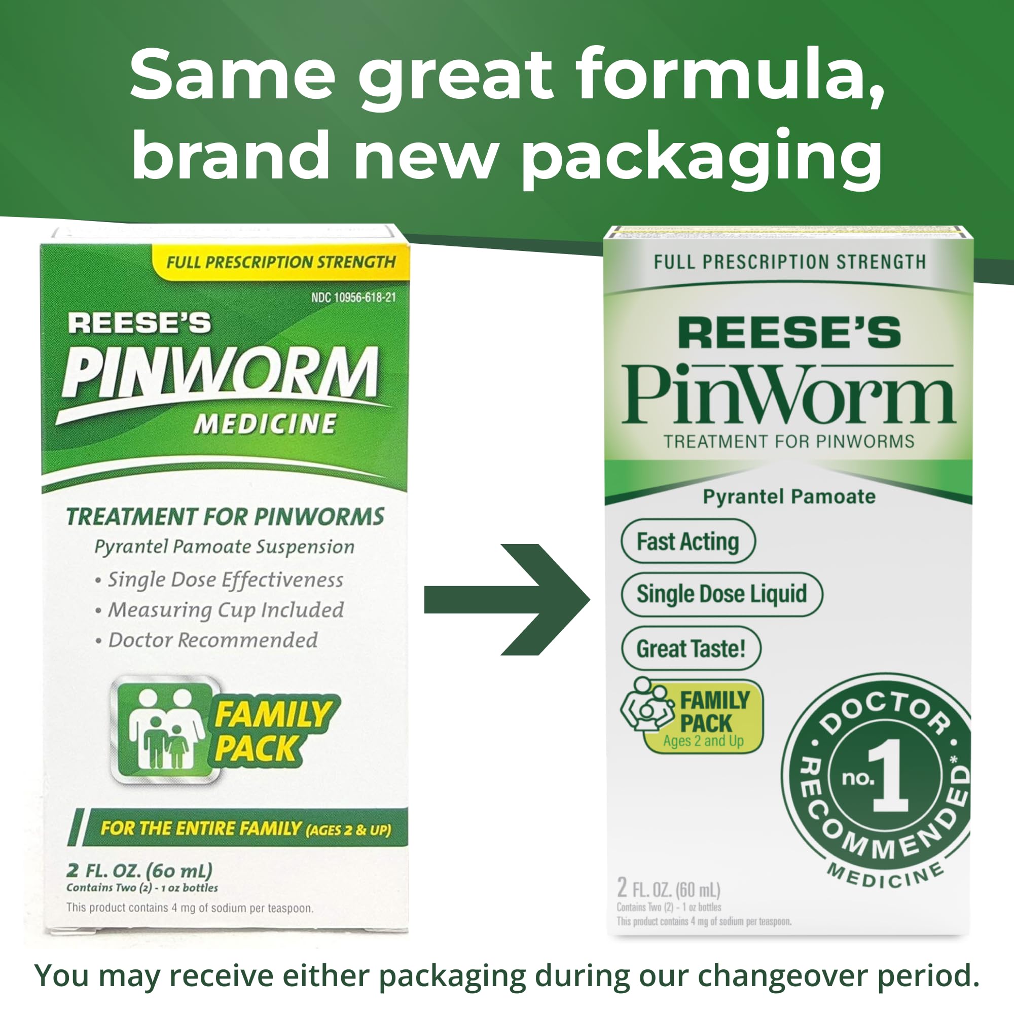 Flacon-doseur REESE'S PINWORM facilite la prise et le dosage.