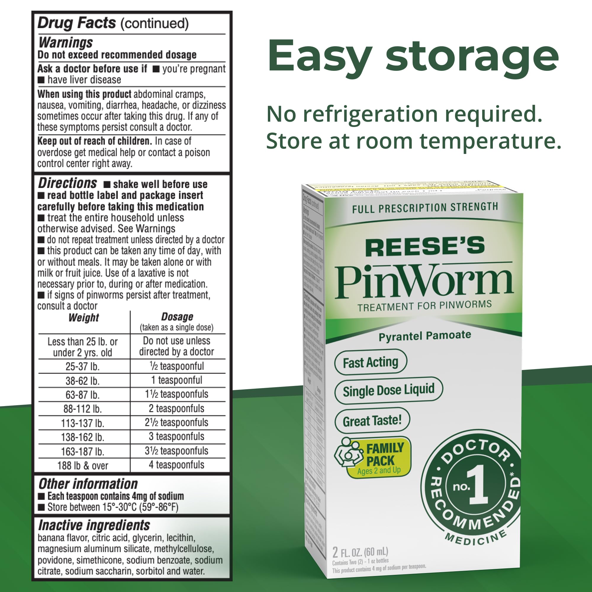 Emballage REESE'S PINWORM 2 oz, conçu pour les familles.