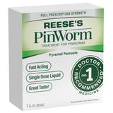 Flacon Reese's Pinworm Medicine, flacon 1 oz au goût banane, idéal pour la famille.