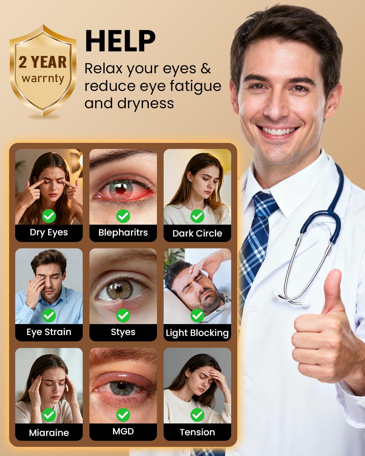 RefDAQ masque oculaire chauffant coque remplaçable, hygiène facilitée.